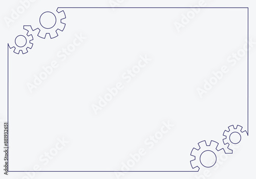 A minimalist white background with gear icons on both corners, used for presentations, education stuff, custom text template. Ideal for digital creators needing a clean, professional backdrop. EPS 10