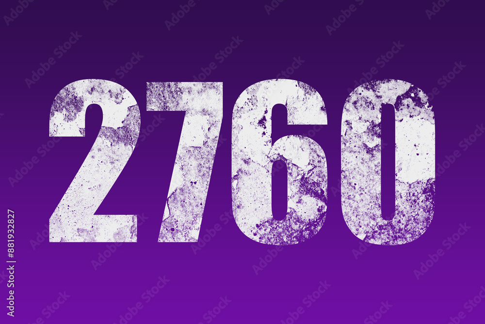 flat white grunge number of 2760 on purple background. flat white grunge number of 2760 on purple background.