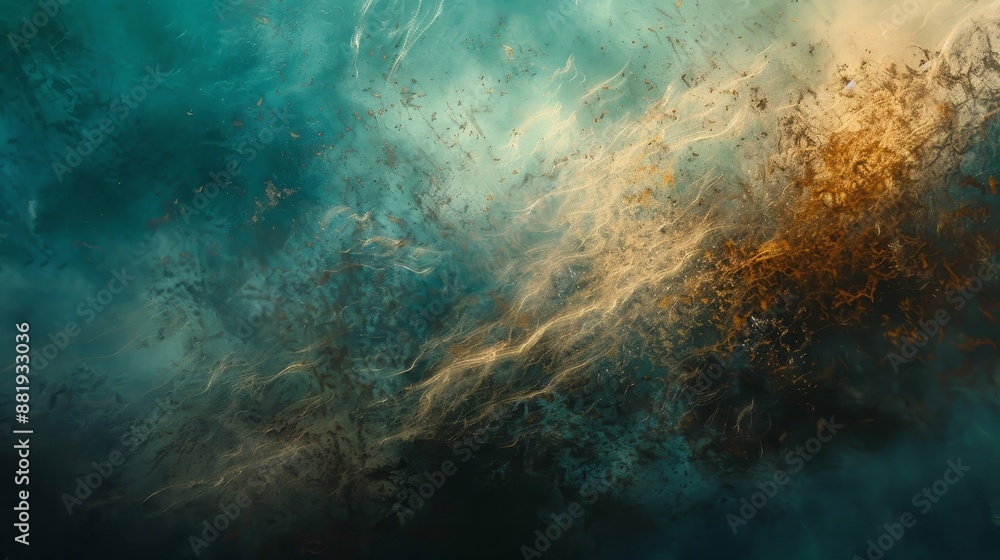 Serene background with teal and warm brown tones swirling patterns soil textures Serene background with teal and warm brown tones swirling patterns soil textures