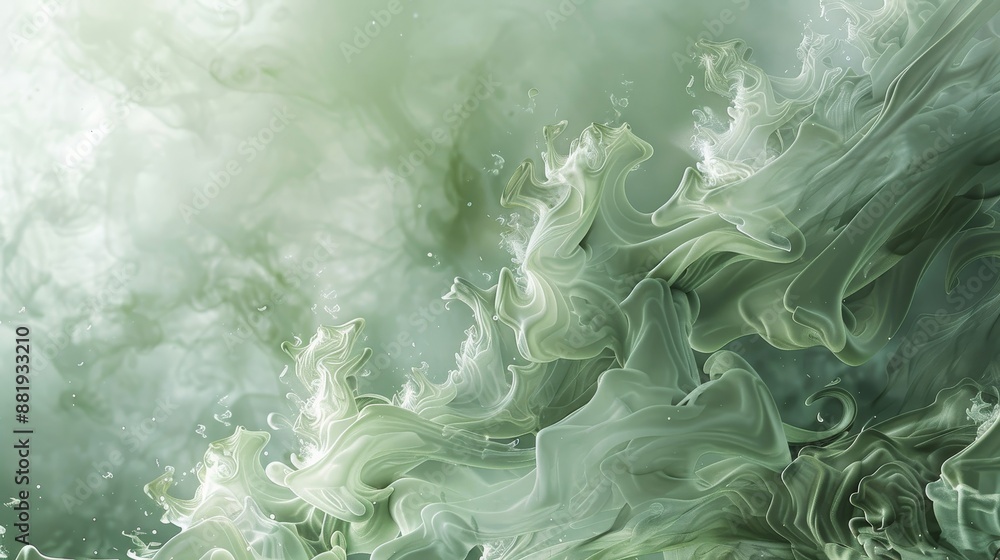 Naklejka premium Abstract backdrop with moss green light gray hues swirling shapes natural textures