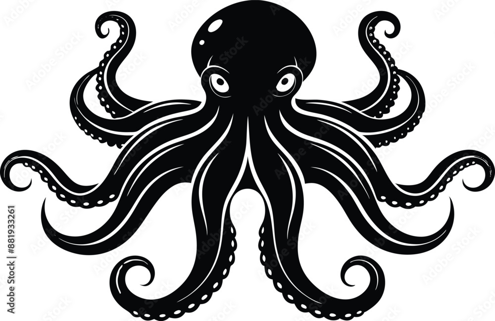 octopus silhouette, octopus icon vector illustration octopus silhouette, octopus icon vector illustration