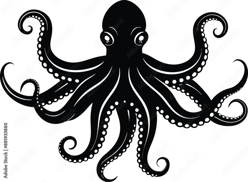 octopus silhouette, octopus icon vector illustration octopus silhouette, octopus icon vector illustration