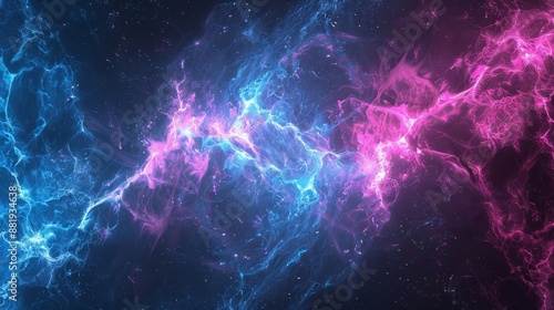 Abstract wallpaper in blue and pink showcasing fractal webs and nebulae © javier