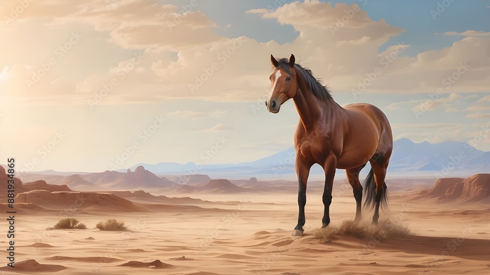 A horse in a desert , looking as like Angel A horse in a desert , looking as like Angel