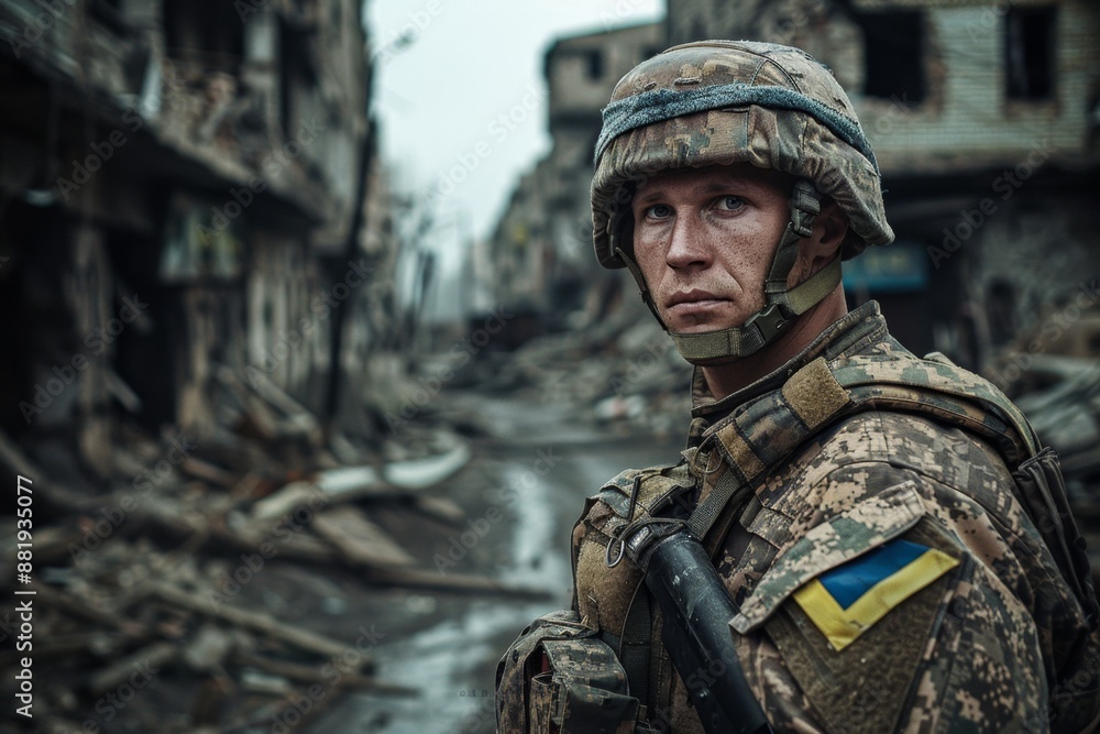 Brave soldier standing amidst war-torn city ruins, showcasing resilience and determination. Captured in realistic detail and style, perfect for war, conflict, and historical content. Generative AI Brave soldier standing amidst war-torn city ruins, showcasing resilience and determination. Captured in realistic detail and style, perfect for war, conflict, and historical content. Generative AI