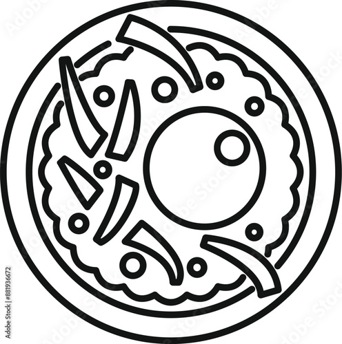 Black and white line drawing representing the structure of a human cell, featuring a prominent nucleus surrounded by cytoplasm