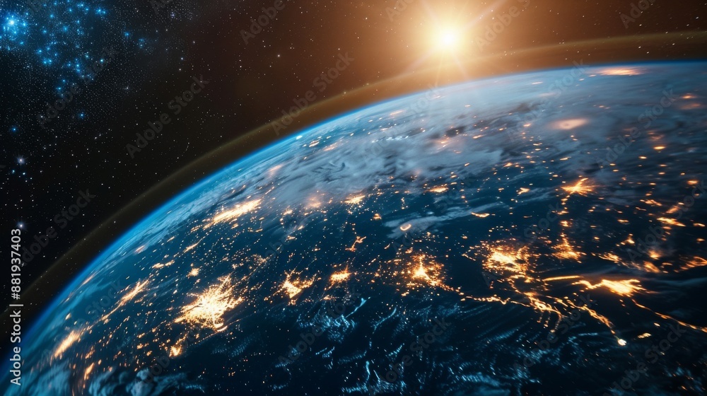 Earth From Space at Night with City Lights Earth From Space at Night with City Lights