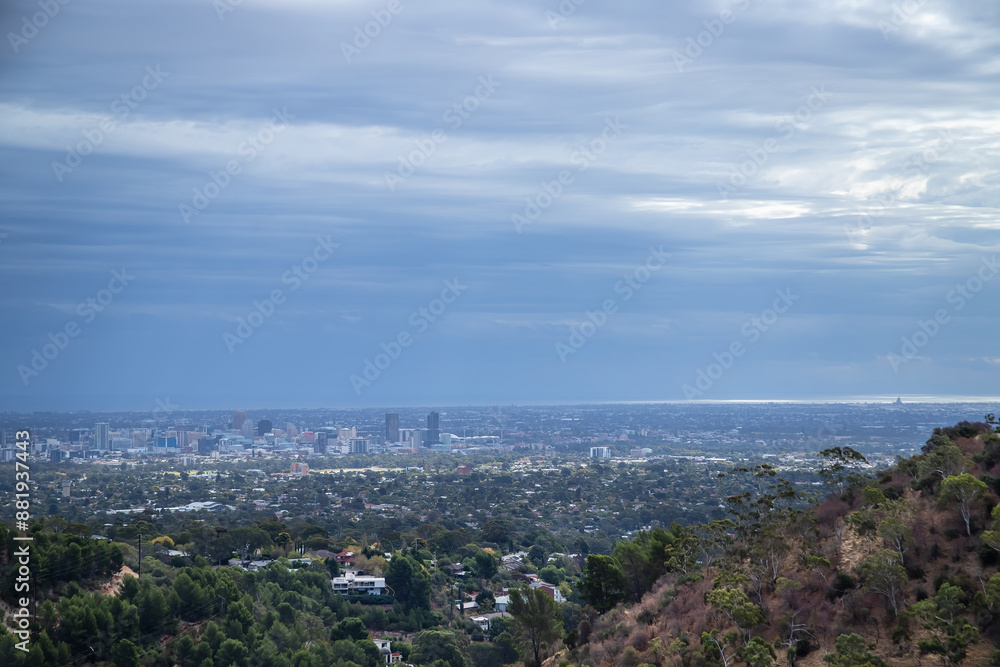 Panoramic view of the city of Adelaide, Australia, view from the hills Panoramic view of the city of Adelaide, Australia, view from the hills
