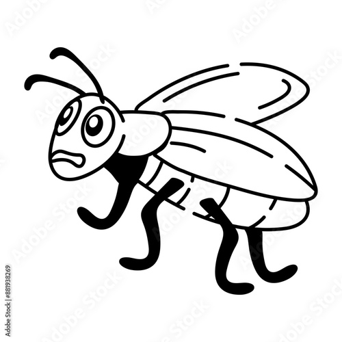 A hand drawn icon of a cockroach 