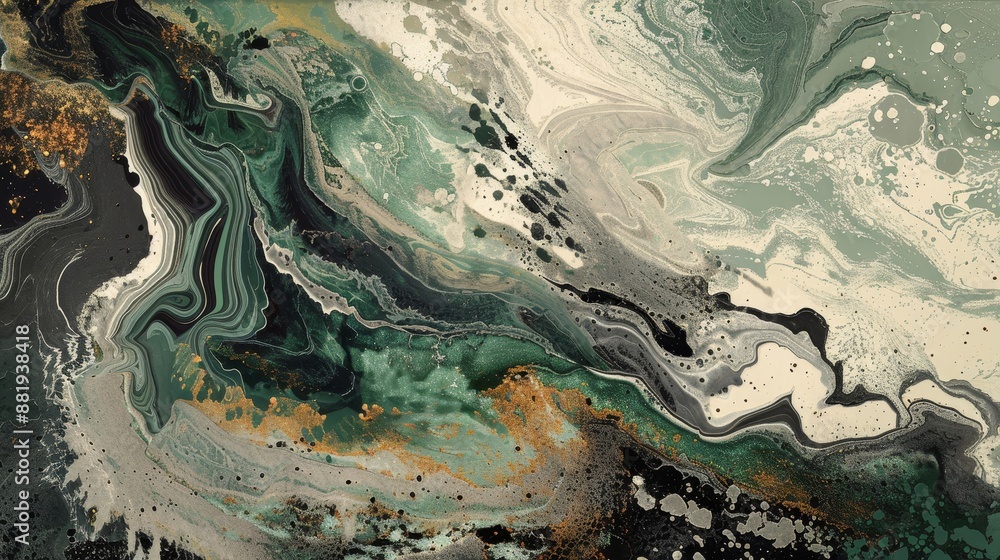 Obraz premium Gray and green abstract design organic shapes depicting polluted background