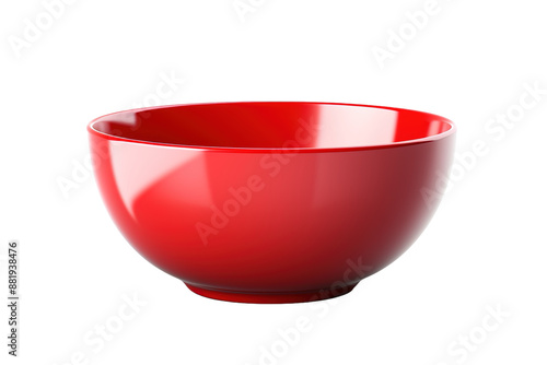 Red Bowl. A classic red bowl sits on a white background, ready to be filled with delicious food. 