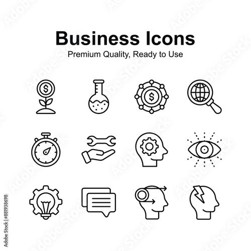 Creatively crafted set of business and finance icons, premium vectors