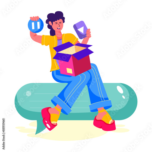A flat style illustration of influencer