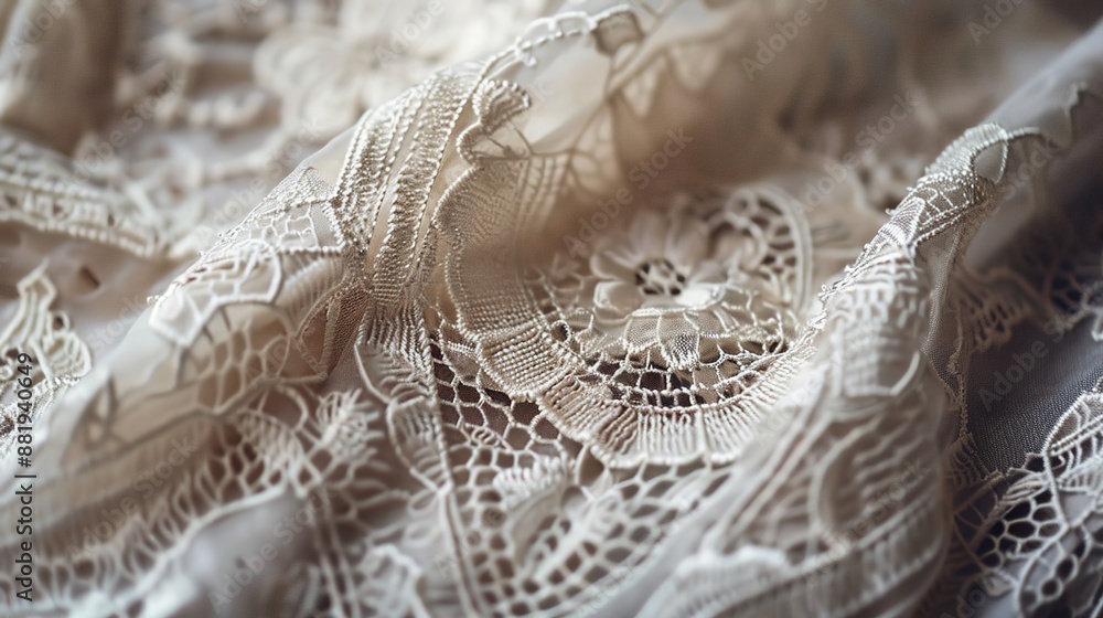Obraz premium Delicate Macro Details of Vintage Lace Patterns on Easter Dress