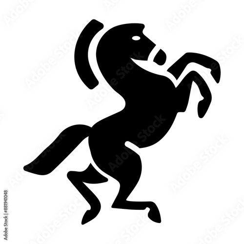 Horse jumping icon in solid style 