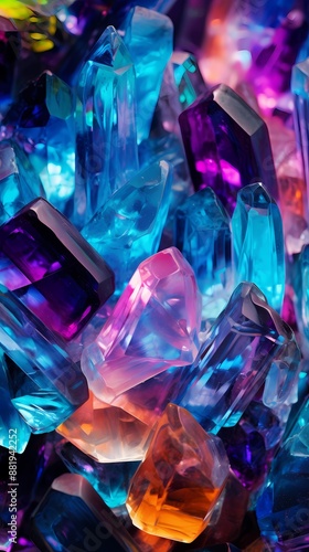 Wallpaper Mural Digital colorful neon crystal abstract graphics poster mobile phone background Torontodigital.ca