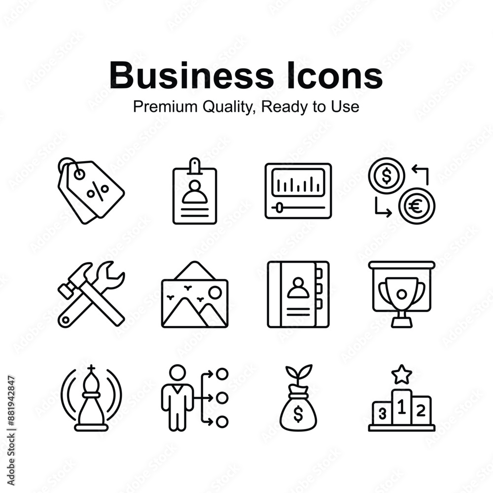 Pack of business icons in modern design style, customizable vectors Pack of business icons in modern design style, customizable vectors