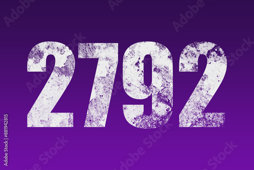 flat white grunge number of 2792 on purple background. 