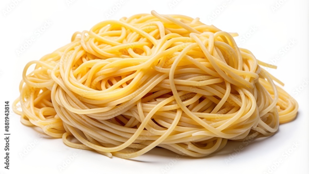 Delicately arranged, freshly cooked spaghetti strands form a compact, rounded bunch, elegantly isolated on a transparent, pale background. Delicately arranged, freshly cooked spaghetti strands form a compact, rounded bunch, elegantly isolated on a transparent, pale background.