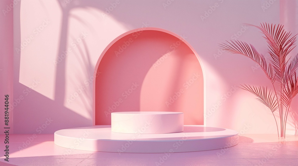 Pastel Pink Podium with Elegant Shadows Pastel Pink Podium with Elegant Shadows