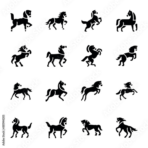 Pack of Equus Caballus Solid Icons 

