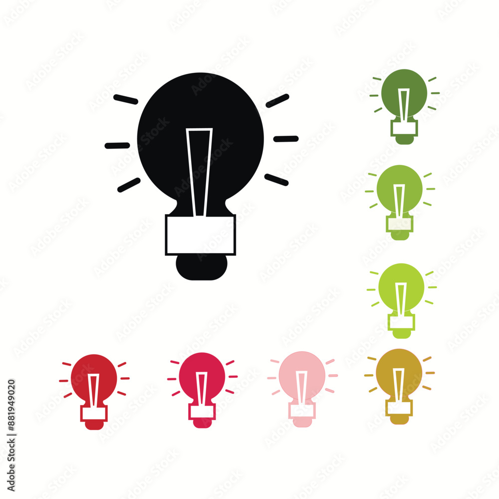 Black Light bulb with concept of idea icon isolated on white background.Vector Black Light bulb with concept of idea icon isolated on white background.Vector