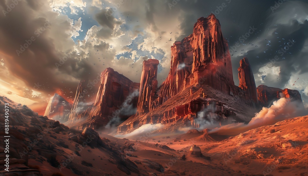 Fototapeta premium desert mountain in arches national park on a sunny day