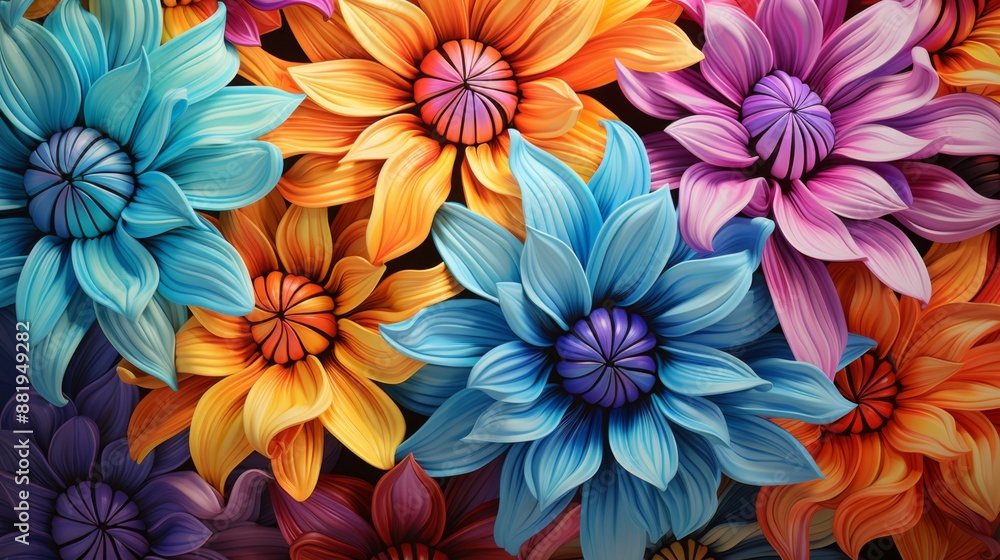 Abstract Floral Composition in Vibrant Hues Abstract Floral Composition in Vibrant Hues