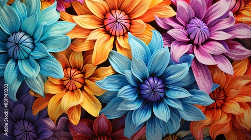 Abstract Floral Composition in Vibrant Hues