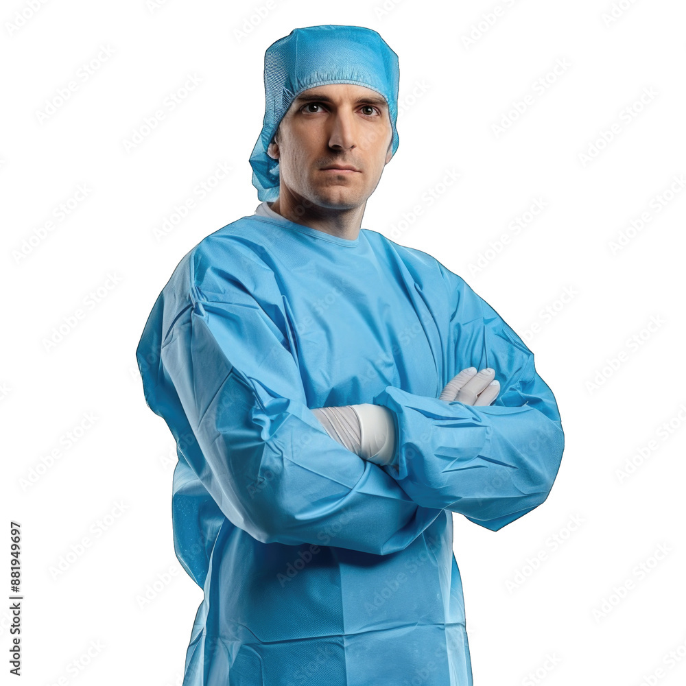 Healthcare, profession and medicine concept - happy smiling doctor or male nurse in blue uniform with stethoscope. Transparent background or PNG file Healthcare, profession and medicine concept - happy smiling doctor or male nurse in blue uniform with stethoscope. Transparent background or PNG file