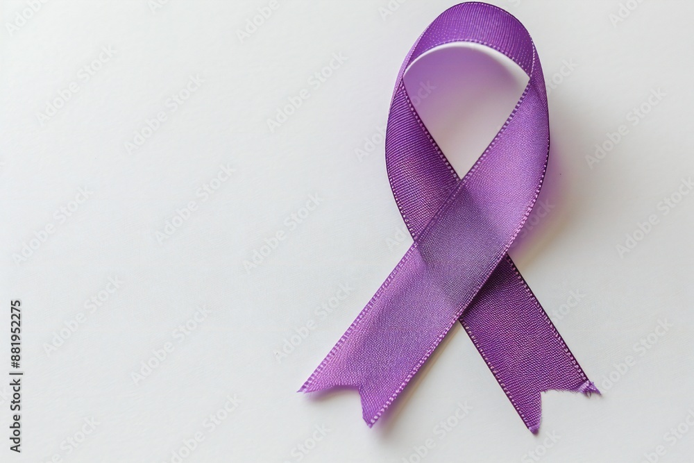 Purple cancer awareness ribbon on white background Generative Ai Purple cancer awareness ribbon on white background Generative Ai
