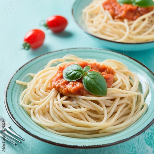 spaghetti pomodoro pasta food, AI generated photo