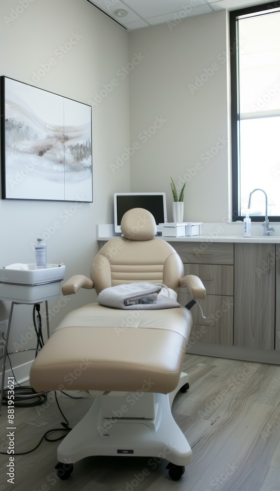 Fototapeta premium Modern Clinical Treatment Room for Botox Procedures with Comfortable Furnishings