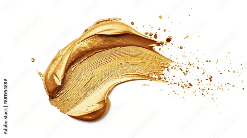 Golden Paint Splashes and Swirls on White Golden Paint Splashes and Swirls on White