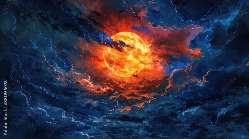 Bright sunshine through clouds Bright sunshine through clouds