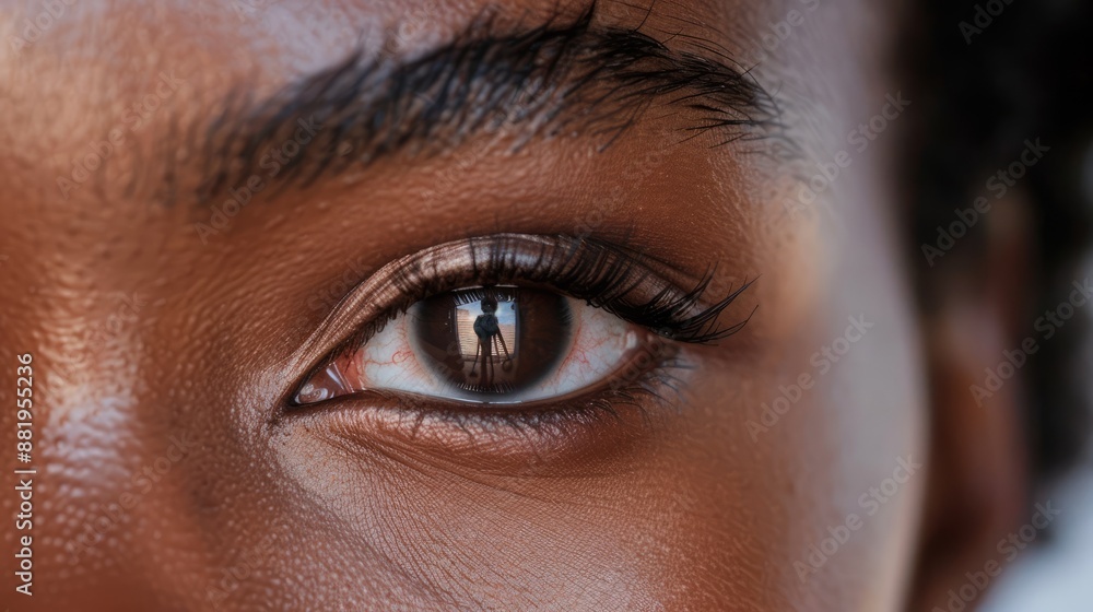 A close-up of a model's eye with perfectly applied mascara A close-up of a model's eye with perfectly applied mascara