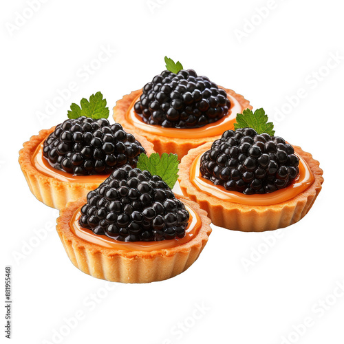 Fresh Blackberry Tarts with Mint Garnish Isolated Transparent Background