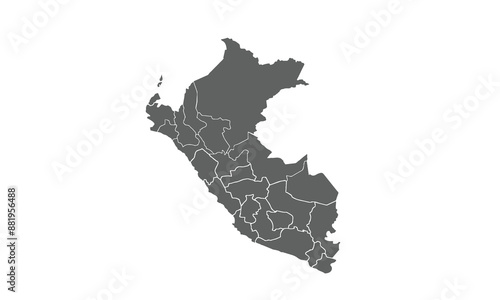 Peru Map isolated on white background. for website layouts, background, education, precise, customizable, Travel worldwide, map silhouette backdrop, earth geography, political, reports.