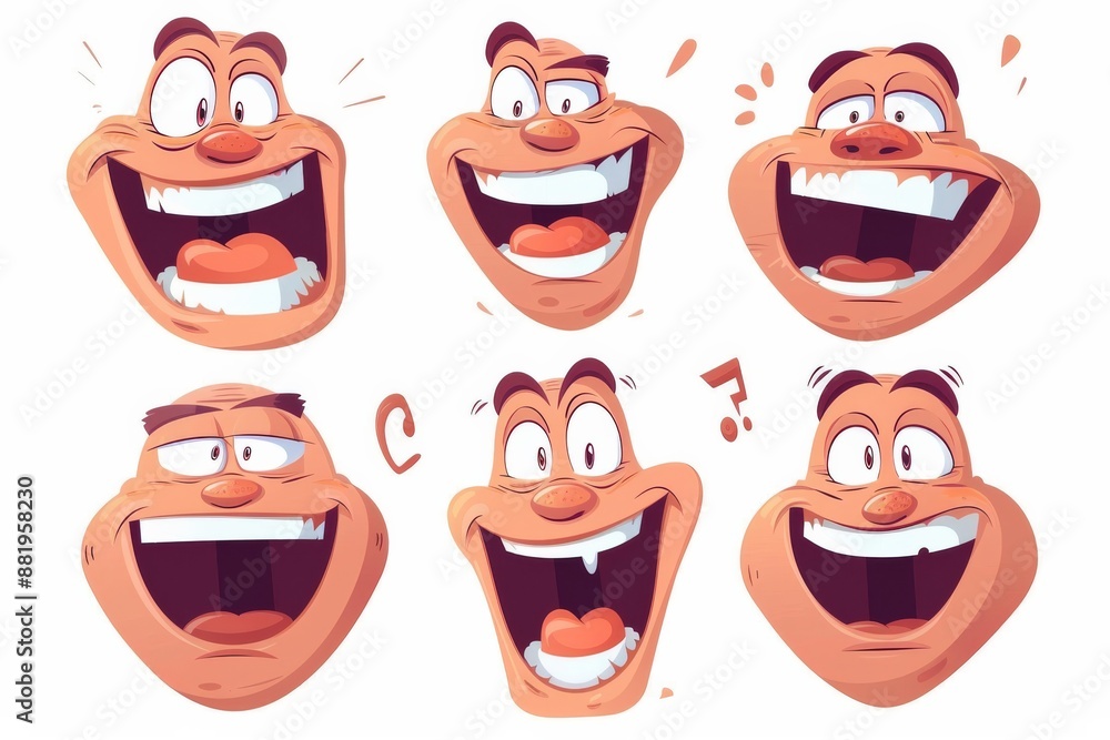 Six Faces of Fun: A Cartoon Character's Expressions Six Faces of Fun: A Cartoon Character's Expressions