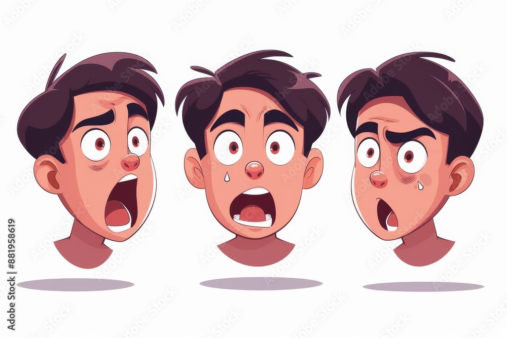 Three Different Facial Expressions of a Young Man Three Different Facial Expressions of a Young Man