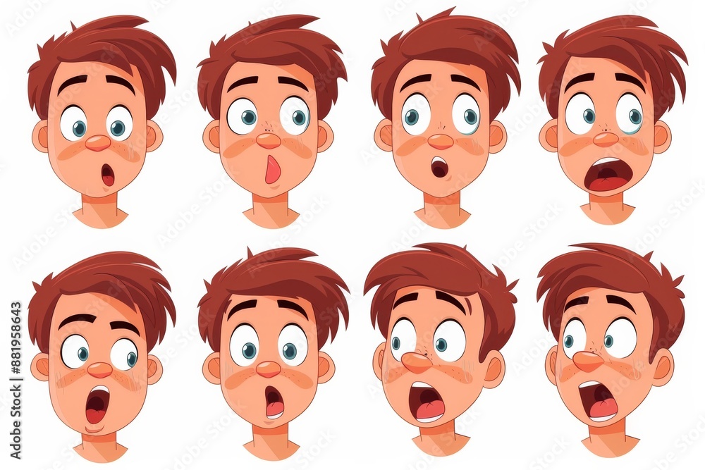 Cartoon Boy Expressions Set Cartoon Boy Expressions Set