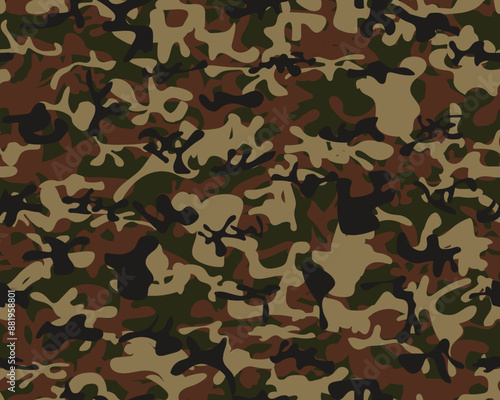 Camouflage Abstract Vector. Repeat Beige Pattern. Hunter Military Camoflage. Khaki Modern Pattern. Seamless Print. Camo Dirty Canvas. Woodland Tree Paint. Digital Brown Camouflage. Green Camo Print.