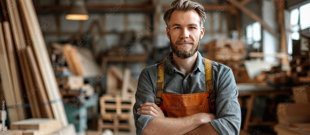 Confident Carpenter in His Workshop Confident Carpenter in His Workshop