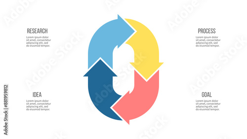 Business infographics. Pie chart, graph with 4 steps, options, arrows. Vector diagram.