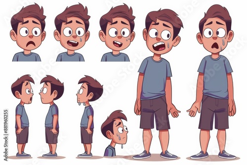 Cartoon Boy Character Poses and Expressions