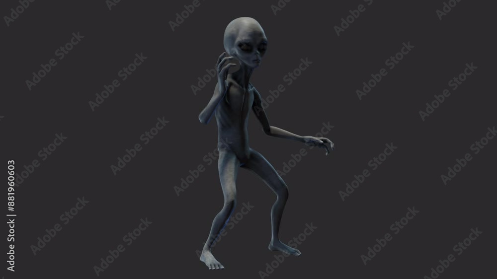 Grey Alien Turning Around Grey Alien Turning Around