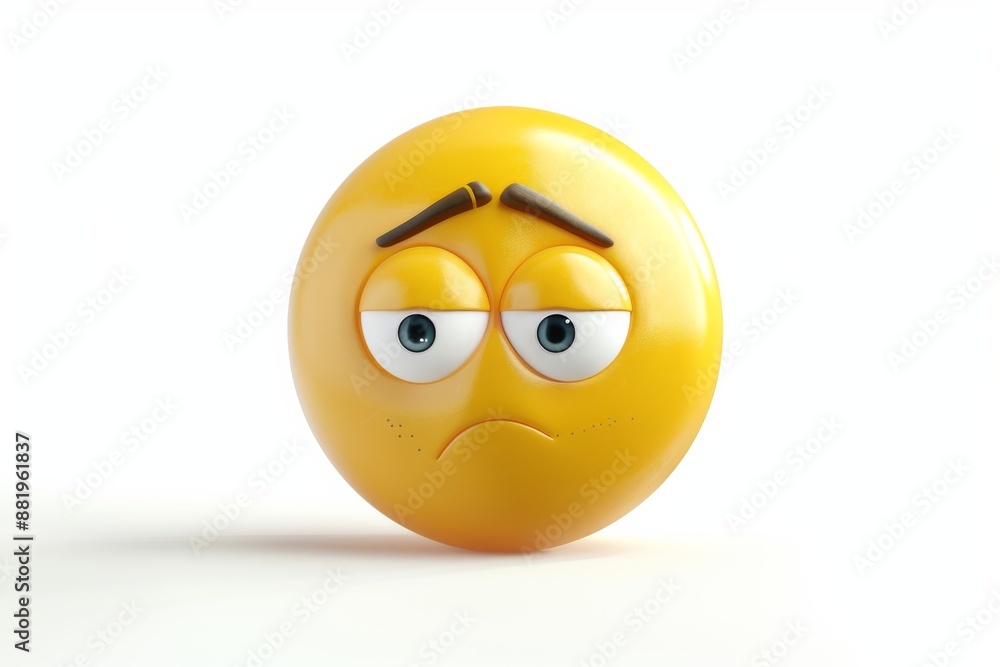 3D Rendering of a Sad Emoji 3D Rendering of a Sad Emoji