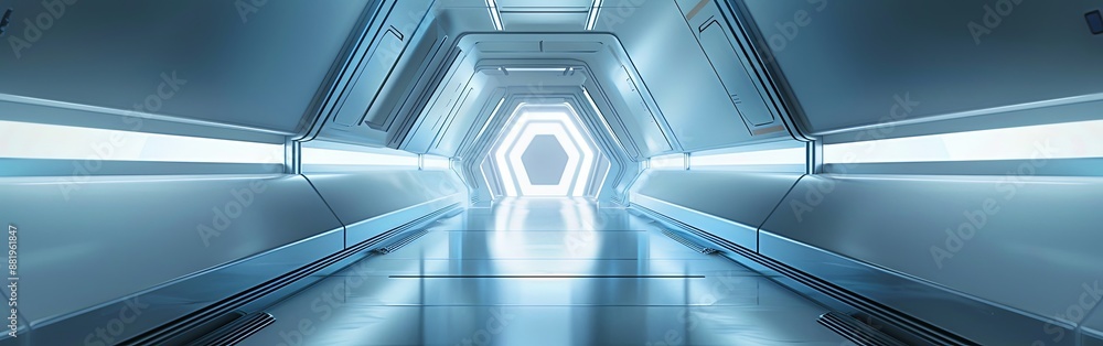 Obraz premium Futuristic Journey Through High-Tech Corridor