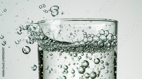 Sparkling Bubbles in a Glass - Abstract Composition with White Background