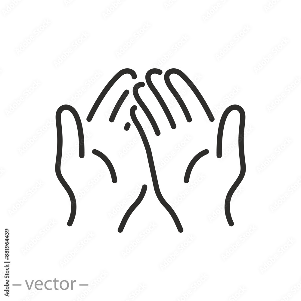 outstretched hands icon, human crossed palms, hand asking for alms, donation or help concept, thin line symbol on white background - editable stroke vector illustration outstretched hands icon, human crossed palms, hand asking for alms, donation or help concept, thin line symbol on white background - editable stroke vector illustration
